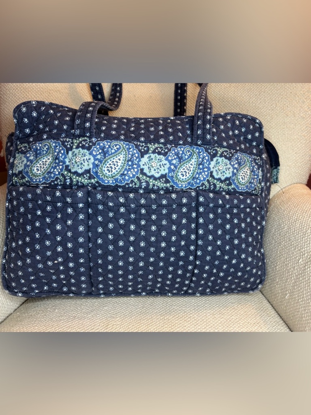 Vera Bradley Quilted Seaport Navy Paisley Diaper bag